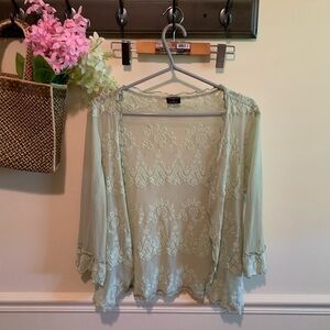 ☢️3 For $20.Boho Cover up vintage,light green,lace size L.